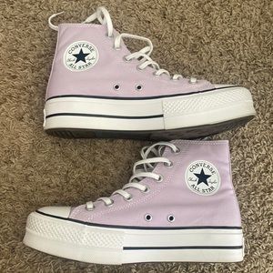 Pale Amethyst/White/White platform high top Converse